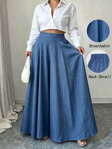 Elenzga 1 pieza Pantalones de cintura alta y pierna ancha - Azul - Ver 4
