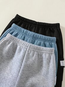 SHEIN 小男孩休閒連帽衫與運動衫套裝 舒適配色套裝 適合度假 柔軟舒適 婚禮 生日派對 校園慶典 秋冬款 - 灰色 - 查看 6
