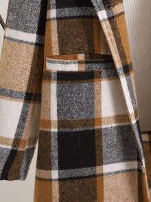 SHEIN Tween Girl 1pc Plaid Kids Pattern Lapel Collar Autumn Overcoat - Multicolor - View 4