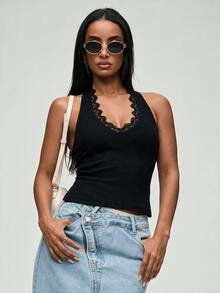 SHEIN BASICS 女士背心 - 黑色 - 查看 3
