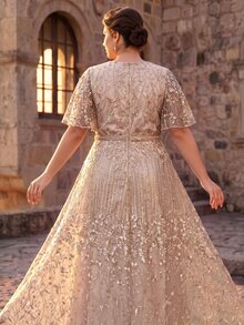 Serin Plus Size Mother Of The Bride Dresses - Champagne - View 5