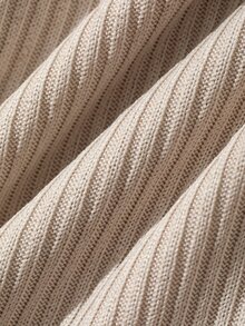 Livesso Contrast Trim Ribbed Knit Tee - Khaki - View 7