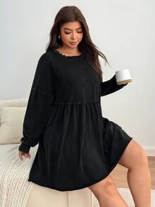 Enliva Vestidos de Talla Grande Otoño - Negro - Ver 5