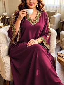 Al Najma Plus Size Arabian Dresses - Red Violet - View 1