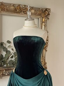 Lovelzi Two Tone Ruched Side Tube Cocktail Dress - Dark Green - View 4