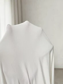 Plussiva Plus Size Maternity Solid Ruched Slim Fit Tee Dates Fashion Week Gender Reveal White Autumn Soft Form Basic Cute Chic Going Out Fall - White - View 7