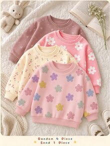 Sweatshirt Berlapisan Termal Motif Bunga untuk Anak Perempuan (1 potong) - MultiWarna - View 1