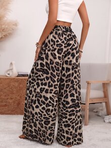 Wandoria Celana Panjang Lebar dengan Lipatan Motif Leopard - MultiWarna - View 2