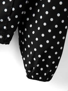 GlowEve CURVE Jaket Berkerudung dengan Tali Serut dan Bahu Jatuh Motif Polka Dot Plus - Hitam dan Putih - View 6