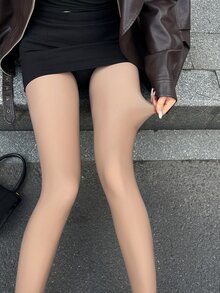 Livesso Legging dengan Detail Renda Kontras, Cocok untuk Musim Panas, Kantor, Sehari-hari, Santai, Malam Hari, Nuansa Nude, Seksi, Sederhana, dan Liburan. - Coklat - View 5