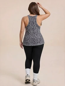 SHEIN Rhythm Era Plus Leopard Print Knit Sports Tank Top - Multicolor - View 2