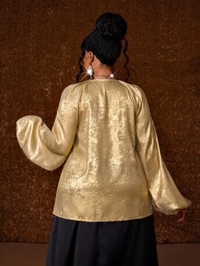 Maweii Blusas de Talla Grande Otoño - Dorado - Ver 6