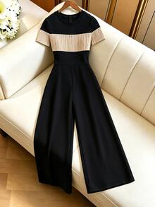 GlowEve CURVE Plus Two Tone Wide Leg Jumpsuit - Multicolor - View 3