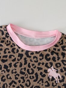 SHEIN 女童（大）T卹套裝 - 棕色 - 查看 6