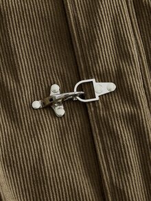 ROMWE MEN Street Life Men Solid Cord Duffle Jacket - Khaki - View 5
