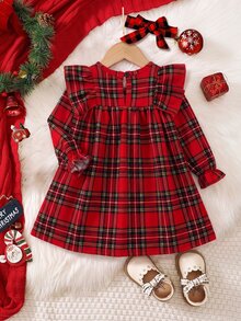 SHEIN Baby Girls Dresses - Red - View 4