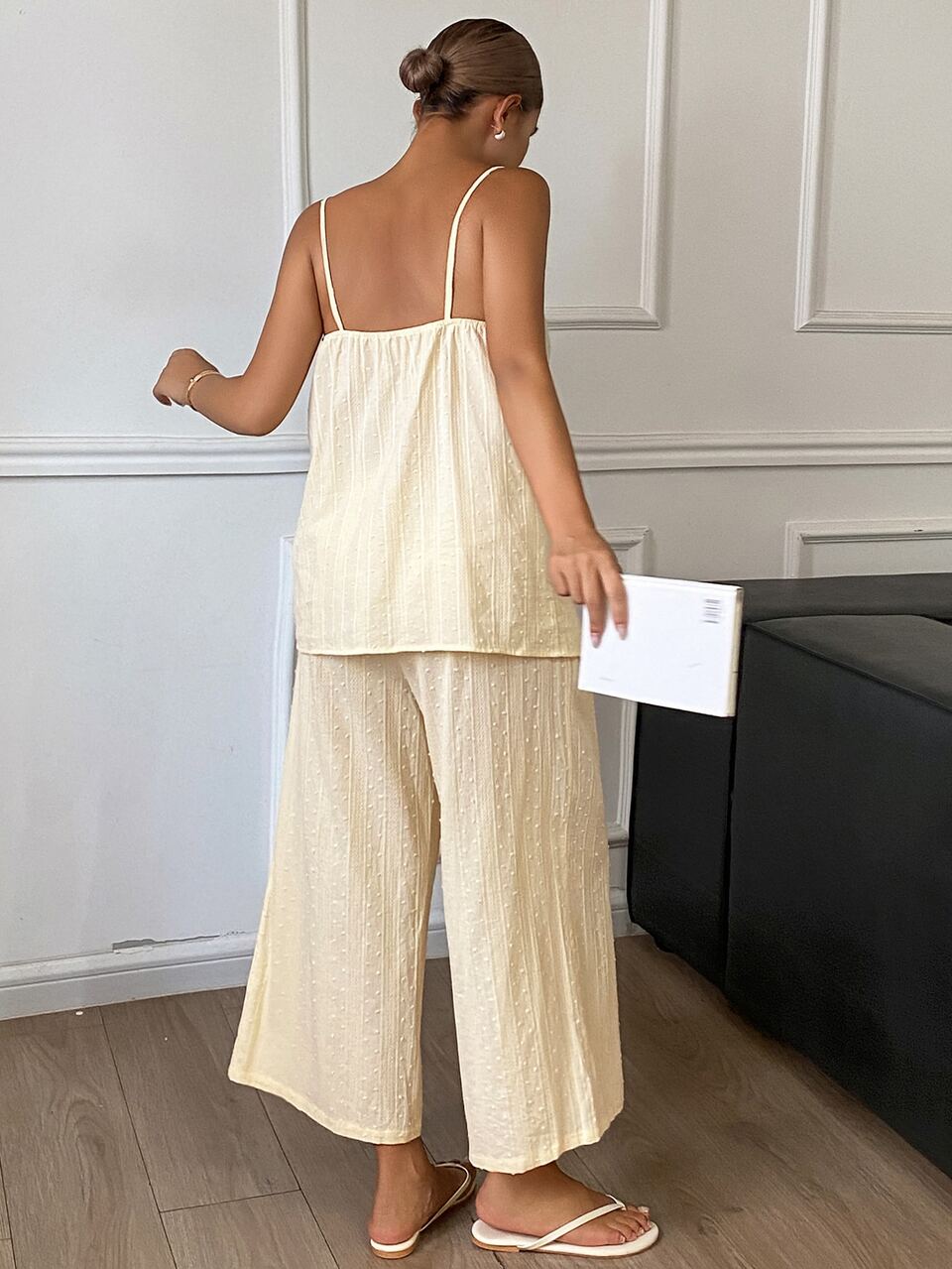 Contrast Lace Cami Top & Wide Leg Pants PJ Set