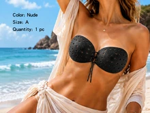 SHEIN Heart Shaped Air Holes Pull String Sticky Bra, Invisible Push Up Seamless Self-Adhesive Lace Up Bra For Women Deep V Backless Dress Summer Party - Multicolor - View 5