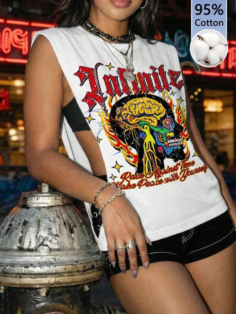 Slaydiva Women Tank Tops Camis Street-Cool High-End Simple Grunge Graphic Streetwear Cool Motorcycle Style Cargo Style Modern Urban Summer White Night Out Concert - Multicolor - View 1