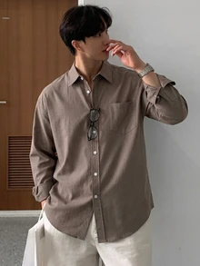 DAZY Men Solid Pocket Patched Shirt Fall - Brown - View 8
