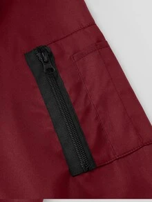 Manfinity Homme Chaqueta militar con cremallera y bolsillos para hombre - Burdeos - Ver 5