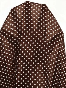 SHEIN Clasi Polka Dot Print Roll Tab Sleeve Shirt - Coffee Brown - View 3