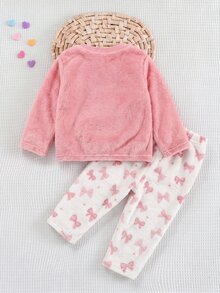 SHEIN Baby Girls Autumn Winter Pajamas - Pink - View 2