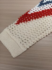 SHEIN CURVE+ كنزة صوفية بنمط أمريكانا مع أكتاف منسدلة مقاس كبير - متعدد الألوان - مشاهدة 6