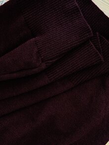 SHEIN Off Shoulder Ribbed Knit Sweater Going Out Burgundy Autumn Elegant - Purple - View 6
