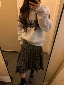 DAZY Suéter con manga raglán y estampado Fair Isle - Azul - Ver 9