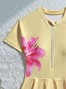 SHEIN Tween Girls One-Pieces - Yellow - View 4