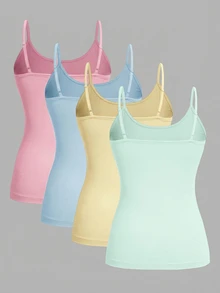Solflare 4 piezas de top de tirantes de talla grande, unicolor, ajuste ceñido - Multicolor - Ver 2