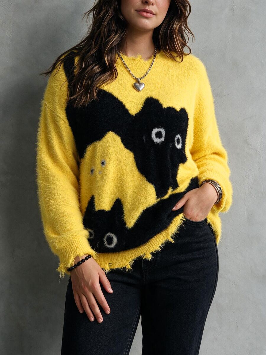 Linhara CURVE Suéteres de Talla Grande para Invierno - Amarillo - Ver 1
