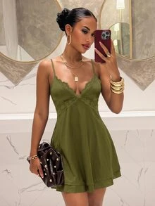 Slaydiva Women Mini Dresses - Army Green - View 3