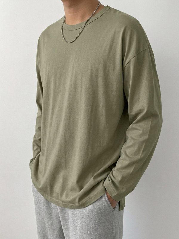 DAZY Men Solid Drop Shoulder Oversize Tee Fall