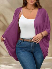 Rosumi Plus Size Coats - Red Violet - View 6