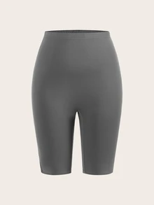 SHEIN Essnce 大尺碼 3 件組純色與豹紋單車短褲 - 彩色 - 查看 10