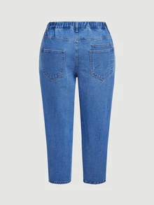 EMERY ROSE Jeans de talle alto estilo mom fit para tallas grandes - Azul - Ver 9
