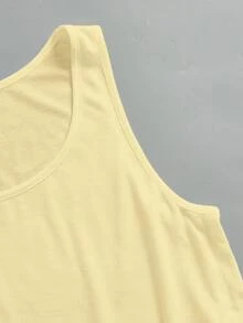 SHEIN EZwear 素色圓領背心上衣 - 淡黃色 - 查看 5