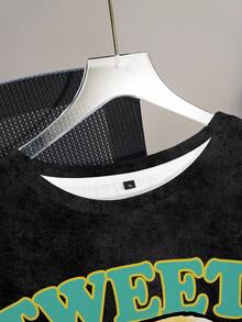 LOONEY TUNES X SHEIN Plus Size Cartoon & Letter Graphic Washed Tee - White - View 4