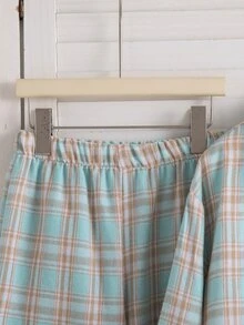 SHEIN Koordinat Kemeja Anak Perempuan Remaja - Biru - View 3