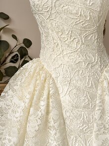 Lovelzi Floral Embroidery Lace Bridal Shower Bachelorette Wedding Dress All White Fall Elegant - White - View 4