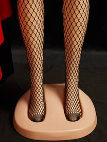 ChaseTheNight 1pc Women's Black Large Fishnet Tights With Ring - Black - View 5
