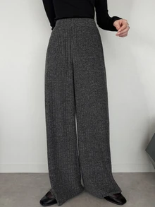 FRIFUL Celana Panjang Model Lebar dengan Tali Samping Warna Abu-abu untuk Santai di Musim Dingin/Kasual Musim Gugur - Dark Grey - View 7