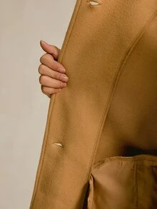 CielaLinda Mock Neck Batwing Sleeve Belted Overcoat - Khaki - View 8