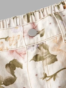 EMERY ROSE Quần jeans ống đứng size lớn họa tiết hoa, 2 túi - Màu be - Xem 10