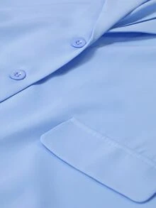 GlowEve CURVE 大尺碼翻領單扣西裝外套 - 藍色 - 查看 3