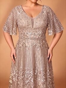 Serin Plus Size Mother Of The Bride Dresses - Champagne - View 8
