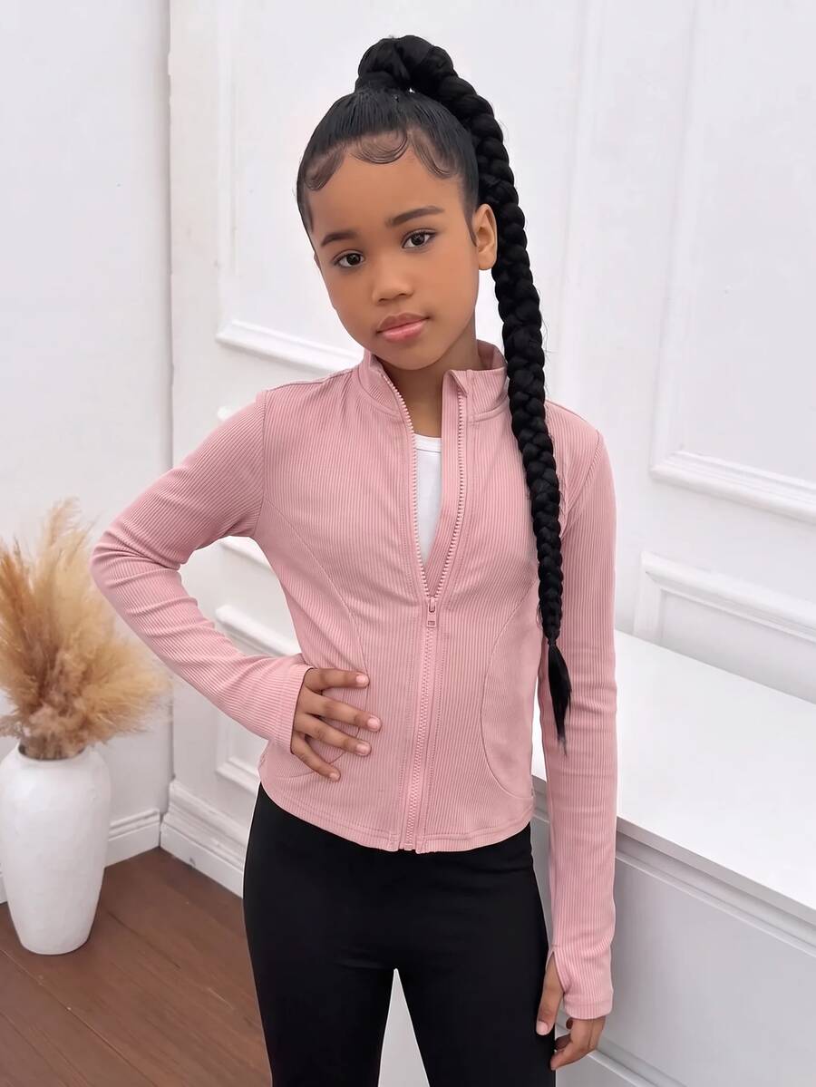 SHEIN Tween Girls Jackets - Pink - View 1