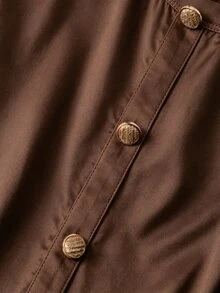 Selianne Flounce Sleeve Ruffle Hem Tee - Brown - View 3